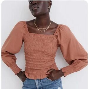 Madewell Long Sleeve Smocked Blouse Size M